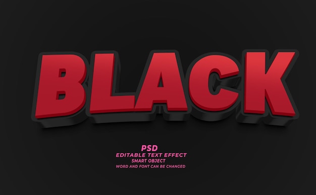 Efecto de texto editable en PSD 3D negro