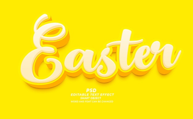 Efecto de texto editable PSD 3D de Pascua