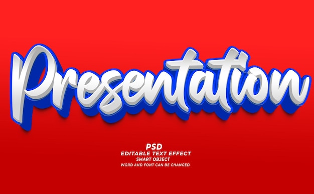 Efecto de texto editable PSD 3D para la presentación