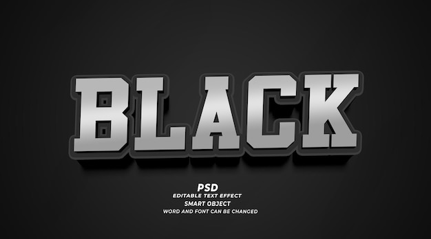 Efecto de texto editable PSD Black 3D