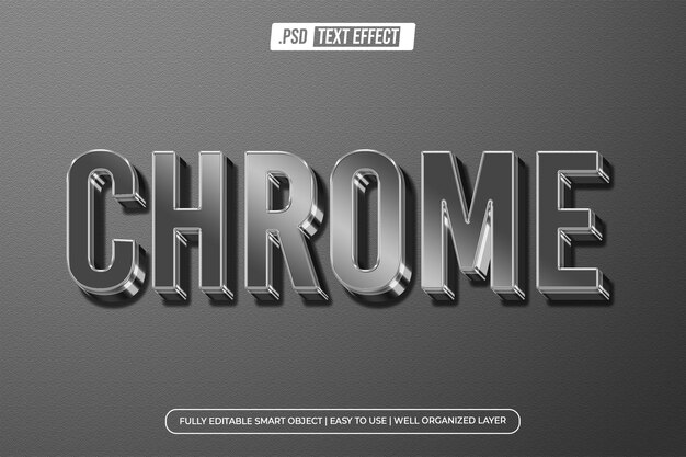 PSD efecto de texto editable en psd chrome 3d