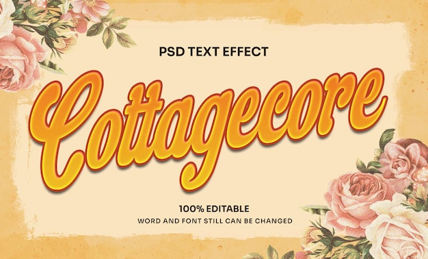 PSD efecto de texto editable de psd cottagecore