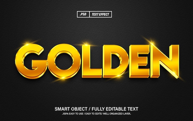 Efecto de texto editable de psd dorado