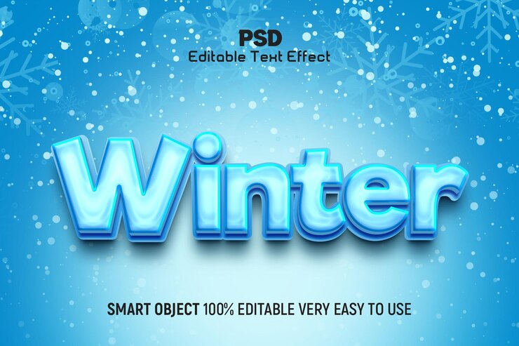 PSD efecto de texto editable psd de estilo 3d de invierno