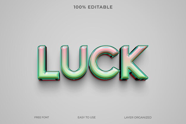 Efecto de texto editable para PSD Luck