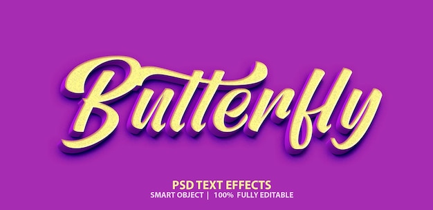 efecto de texto editable psd mariposa