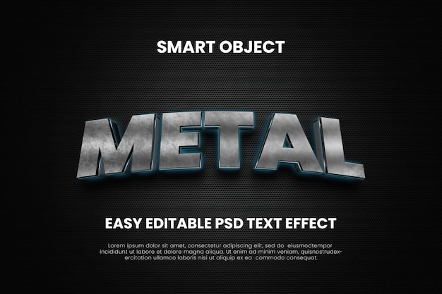 Efecto de texto editable psd de material metálico realista