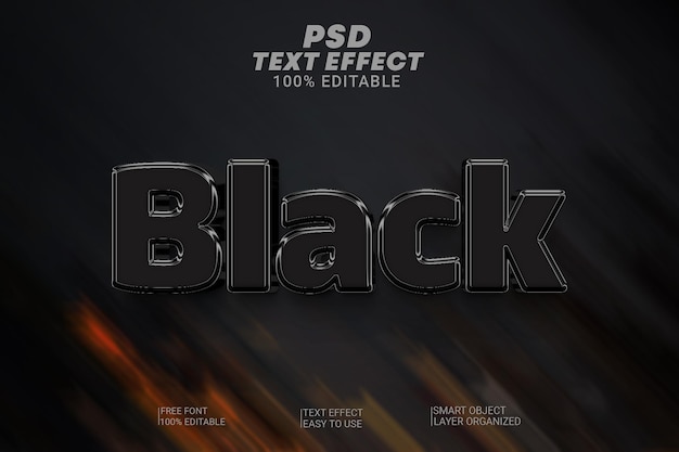 Efecto de texto editable PSD Negro premium