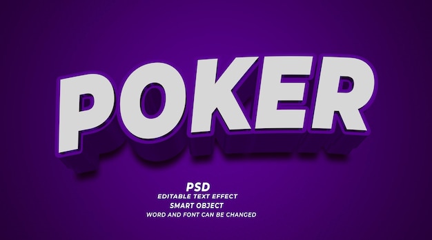 Efecto de texto editable para PSD Poker 3D