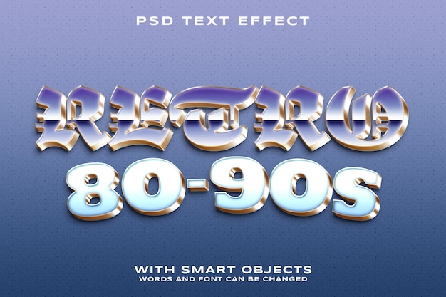 Efecto de texto editable PSD retro