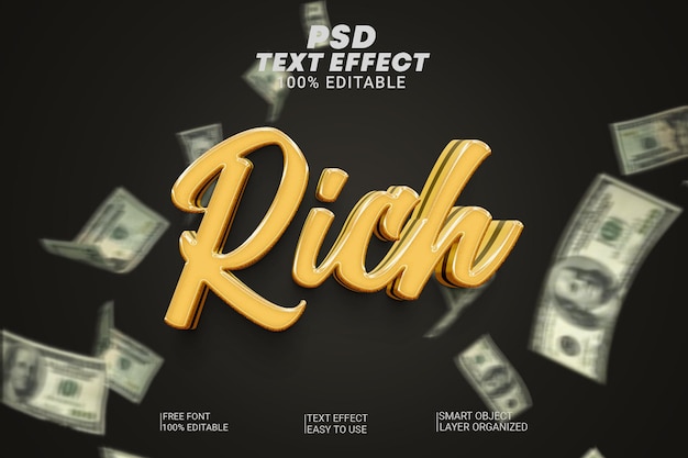 PSD efecto de texto editable psd rich premium