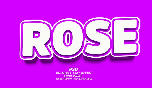 Efecto de texto editable PSD Rose 3D