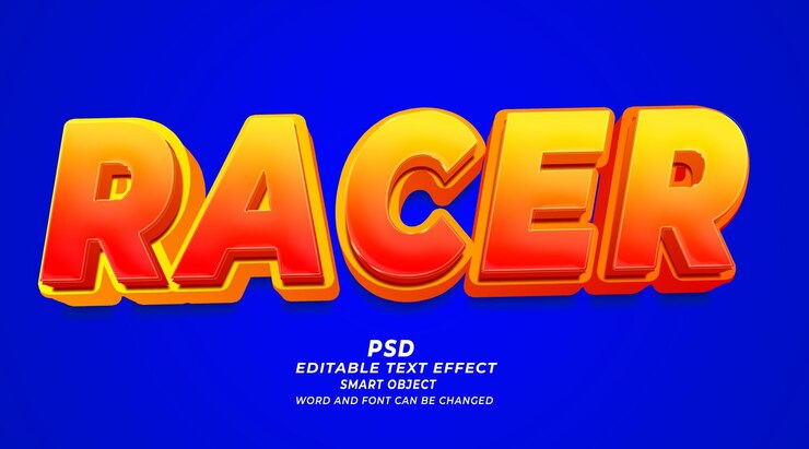 PSD efecto de texto editable racer 3d estilo psd de photoshop