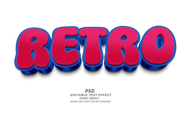 Efecto de texto editable Retro PSD 3D