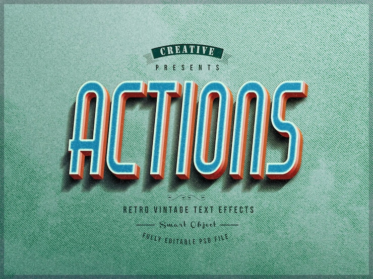PSD efecto de texto editable retro vintage en 3d