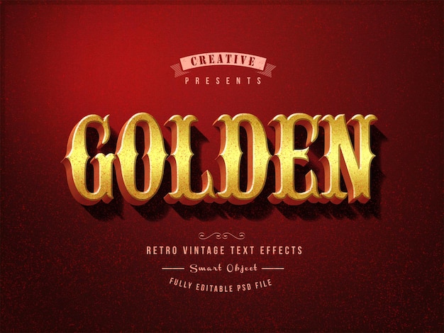 Efecto de texto editable retro vintage en 3D