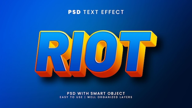 Efecto de texto editable riot 3d con estilo de texto de lucha y poder