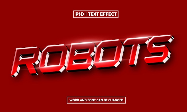 PSD efecto de texto editable robot 3d