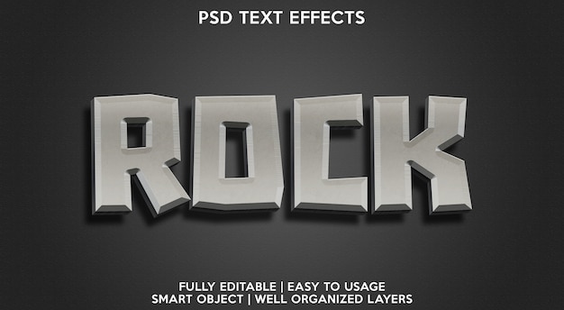 PSD efecto de texto editable de rock moderno