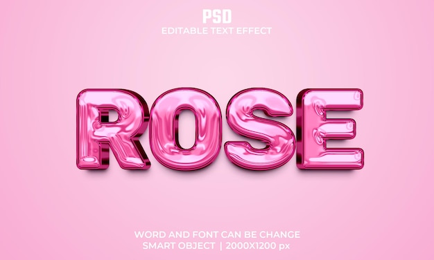 Efecto de texto editable rosa 3d psd premium con fondo