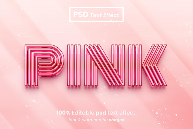 Efecto de texto editable rosa 3d