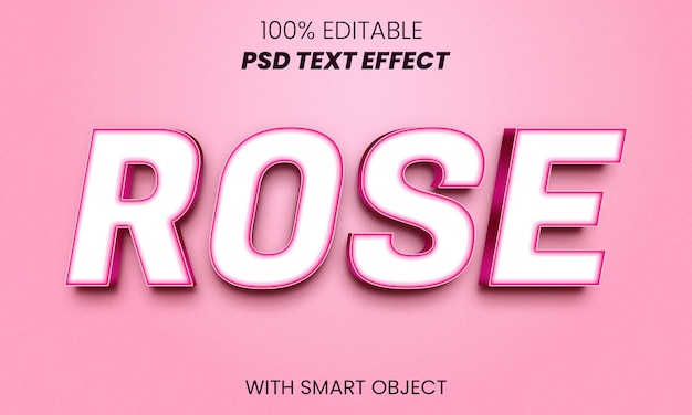 PSD efecto de texto editable rosa 3d