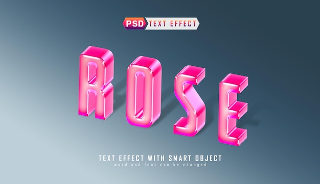 PSD efecto de texto editable rosa de cristal