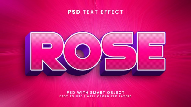 Efecto de texto editable rose 3d con estilo de texto de belleza y flor