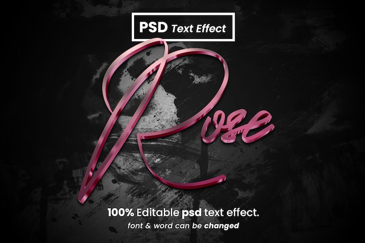 PSD efecto de texto editable rose 3d