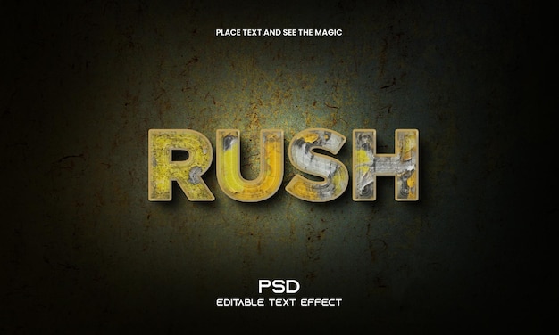 PSD efecto de texto editable rush 3d