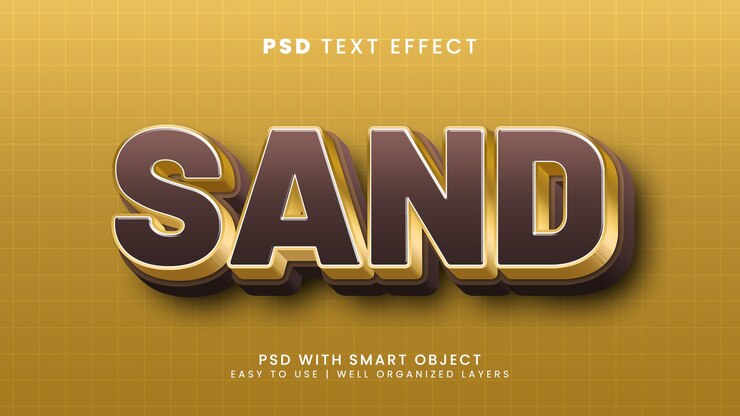 PSD efecto de texto editable sand 3d con estilo de texto de playa y desierto