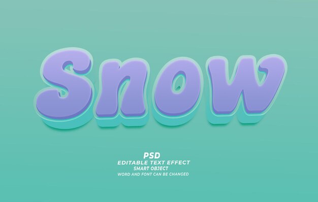 Efecto de texto editable de Snow PSD 3d