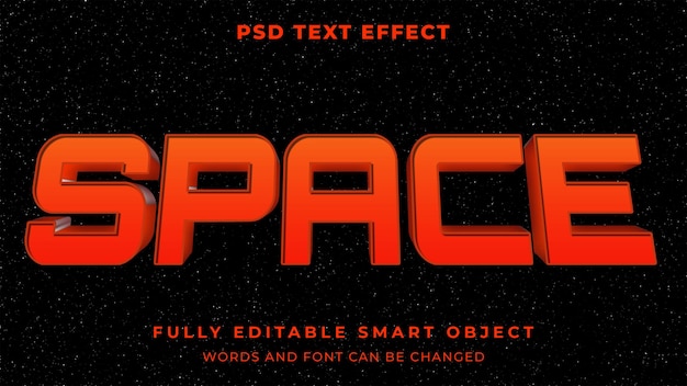 Efecto de texto editable space galaxy