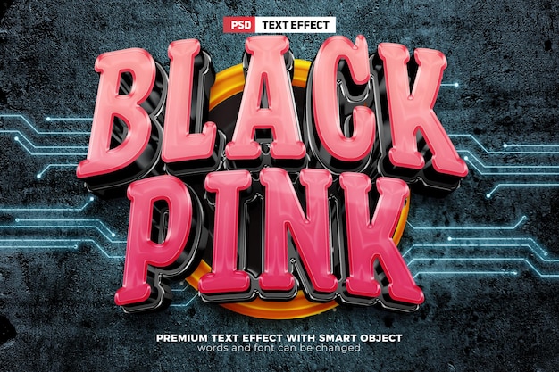 Efecto de texto editable super black pink 3d