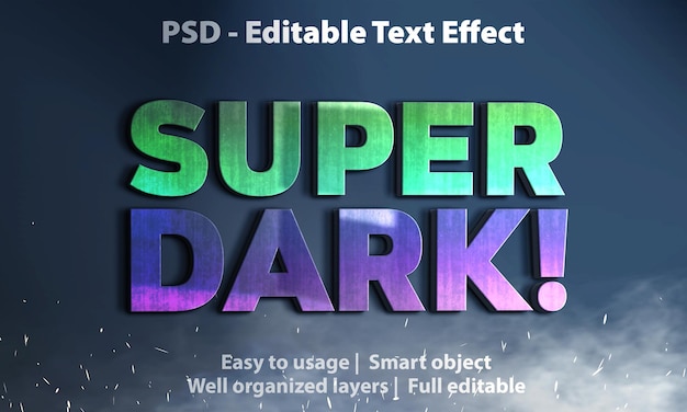 PSD efecto de texto editable super dark premium