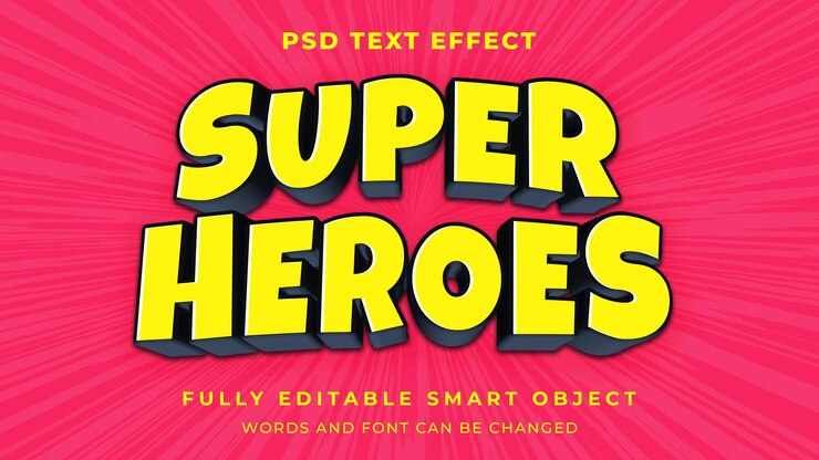 PSD efecto de texto editable de super heroes