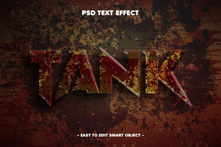PSD efecto de texto editable para tanques