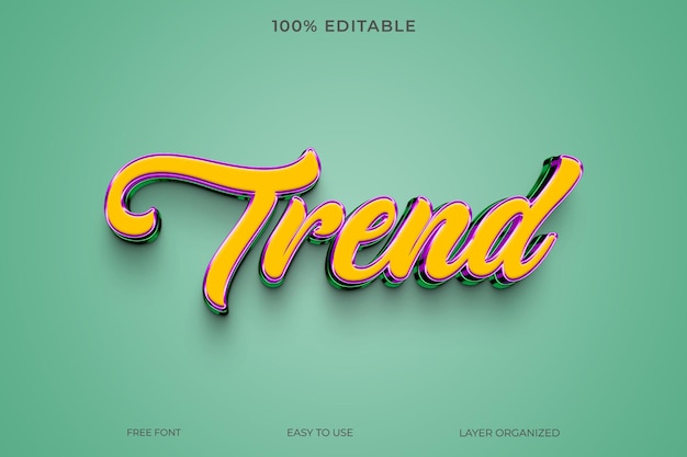 Efecto de texto editable de la tendencia PSD