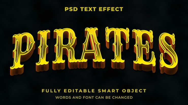 PSD efecto de texto editable tesoro pirata