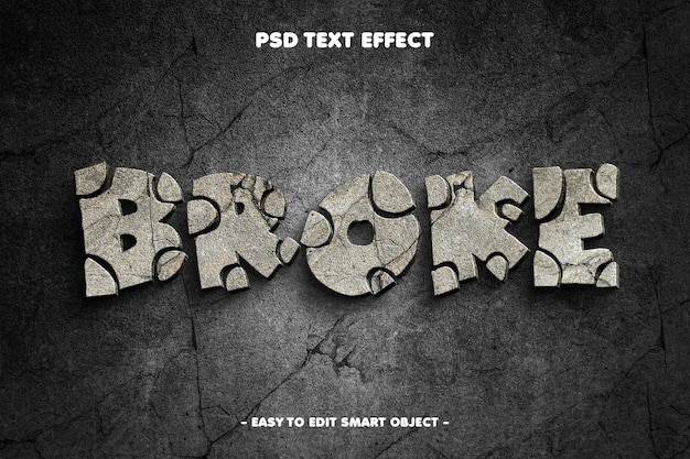 PSD efecto de texto editable con textura de pared rota