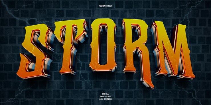 PSD efecto de texto editable tormenta 3d