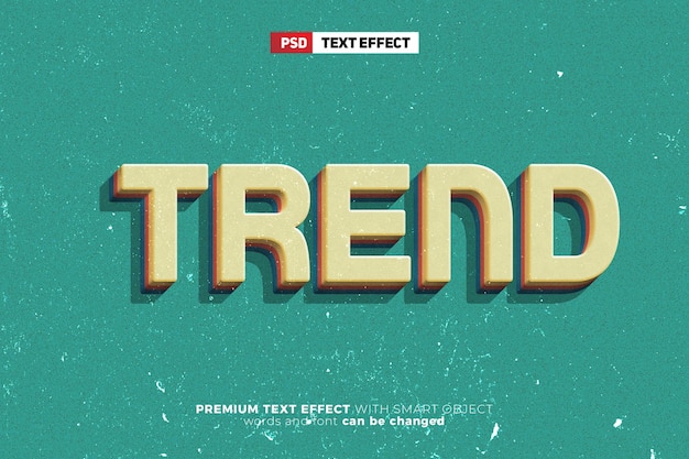 Efecto de texto editable Trend Vintage 3D