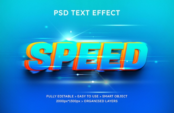 PSD efecto de texto editable de velocidad