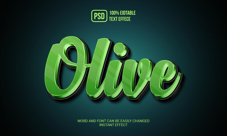 PSD efecto de texto editable verde oliva