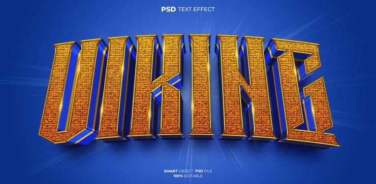 PSD efecto de texto editable vikingo 3d