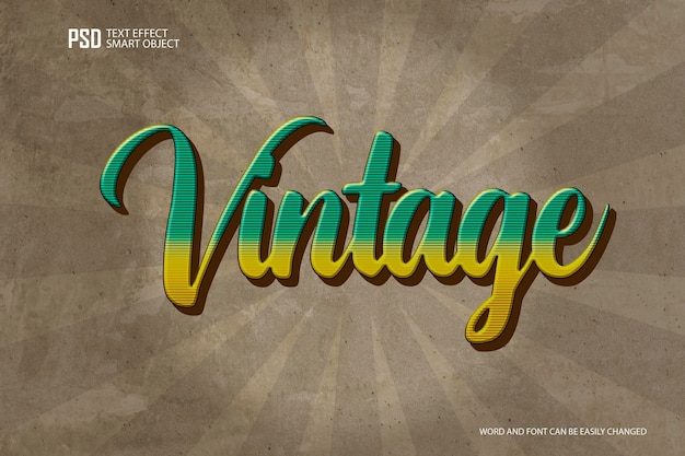 PSD efecto de texto editable vintage