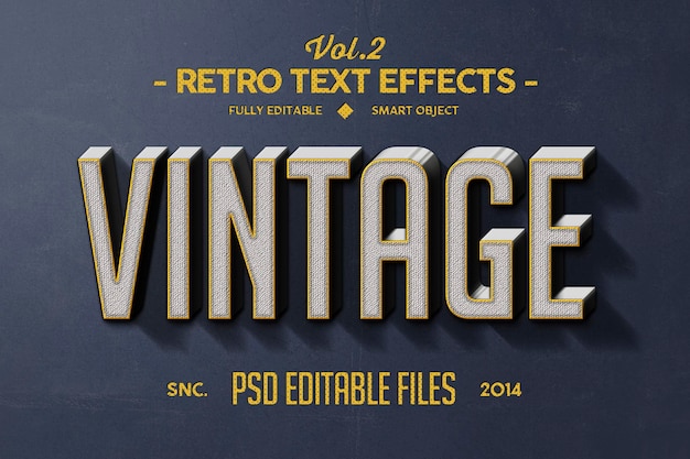 Efecto de texto editable vintage