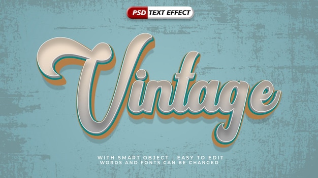Efecto de texto editable vintage