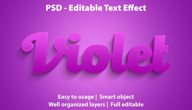 Efecto de texto editable violet premium