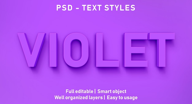 PSD efecto de texto editable violet premium